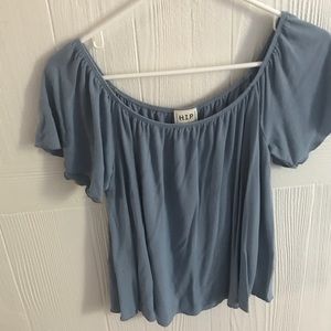 Francesca’s Blue Cold shoulder top